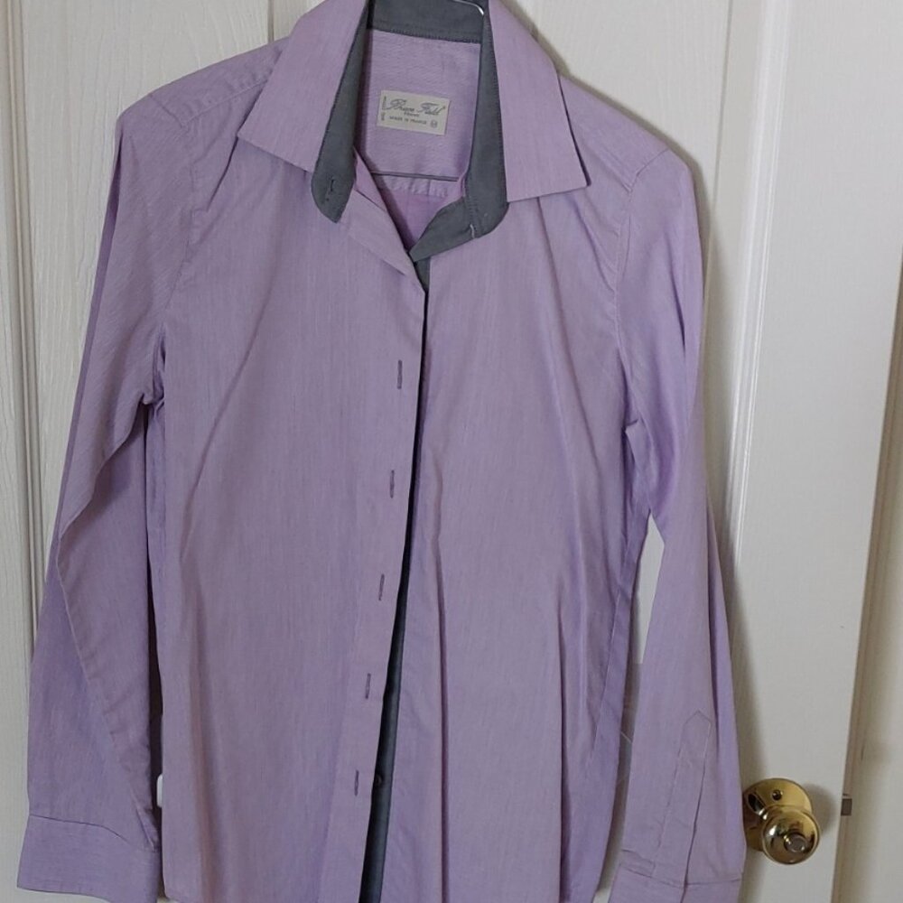 Shirt, cotton, stripes white and purple. Bruce Field, France - Picture 2 of 3